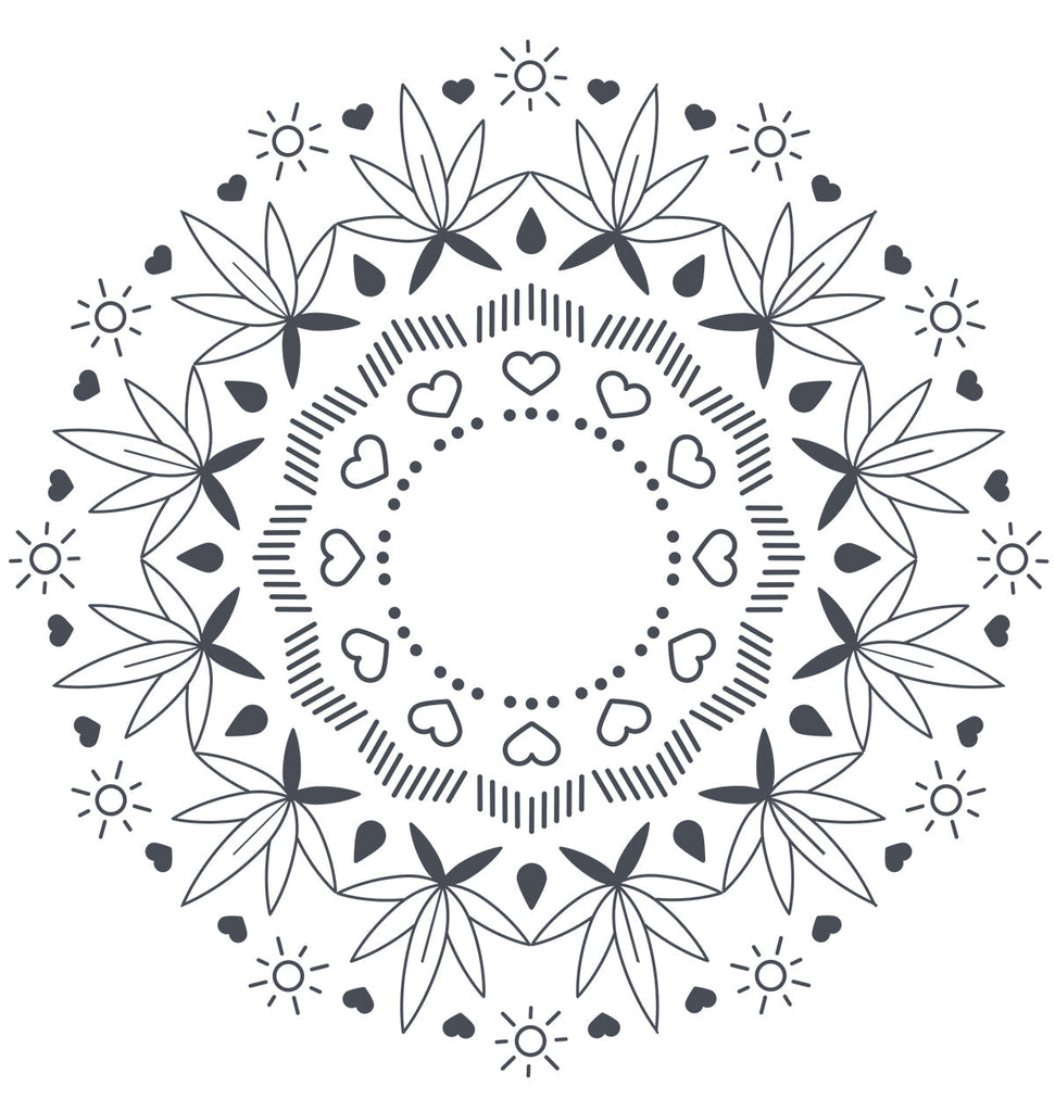 Bluebird Botanicals Mandala Coloring Page