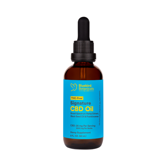 Signature CBD Oil + Botanicals - Extra Strength (25mg/serving) 2 oz. $219.95 Bluebird Botanicals