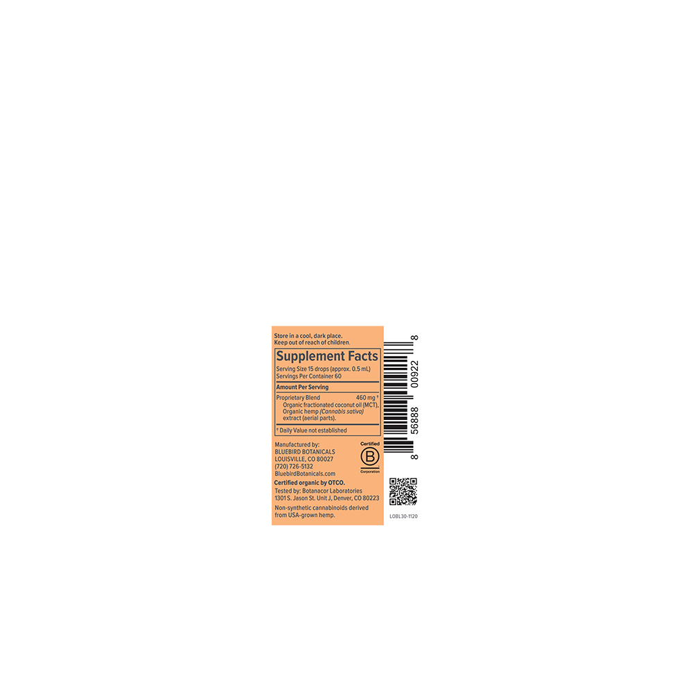 Organic CBD Oil Hemp Extract Oil Bluebird Botanicals