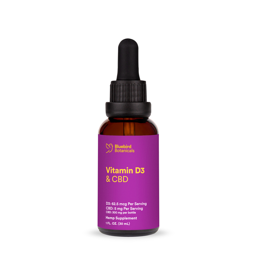 Immune Support† Vitamin D3 & CBD Oil Hemp Extract Oil Bluebird Botanicals 1oz - $29.95