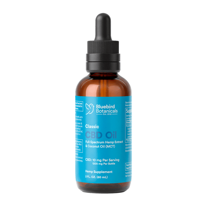 Classic CBD Oil 10mg Supplement Facts Bluebird Botanicals