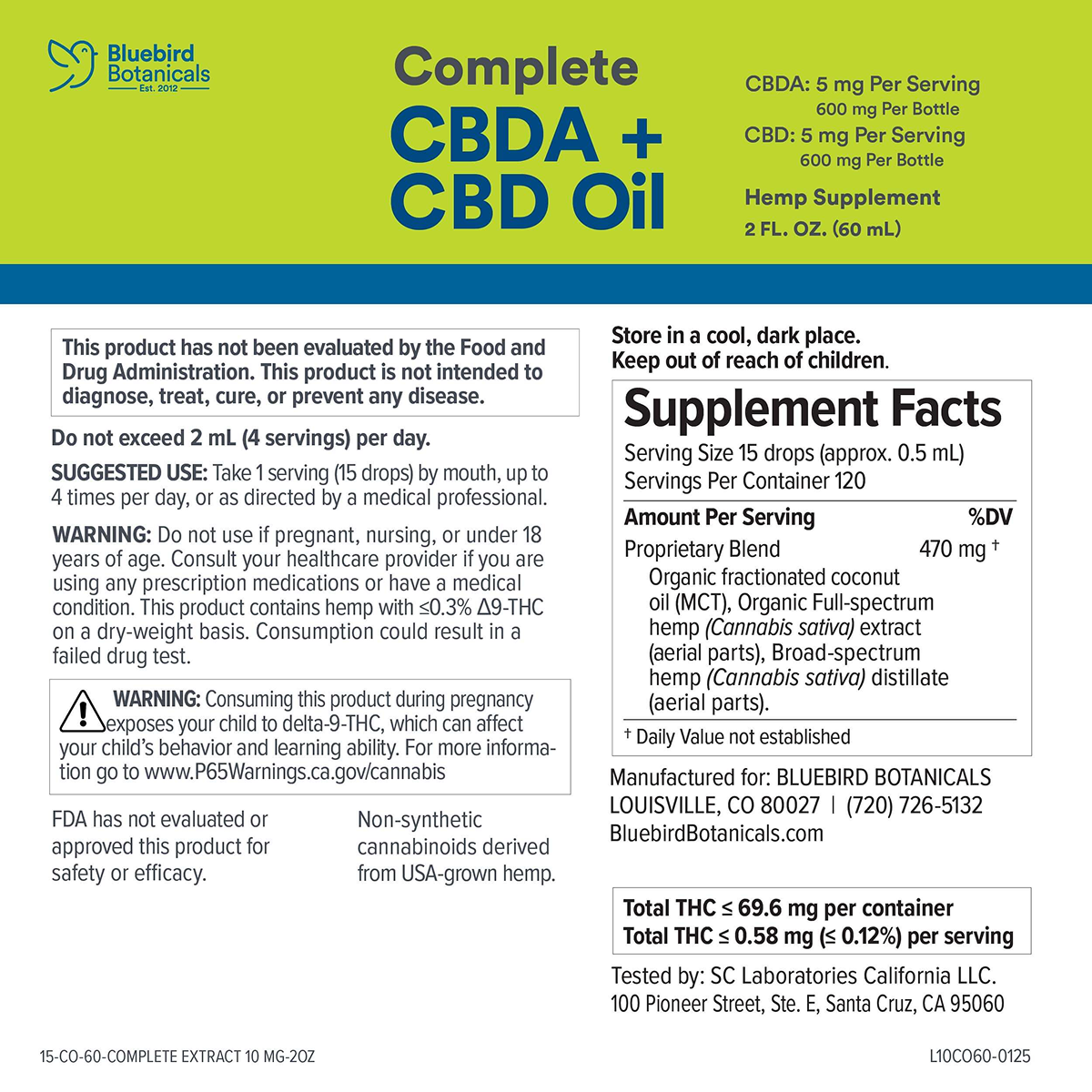Complete CBDA + CBD Oil | 10 mg & 25 mg Tinctures