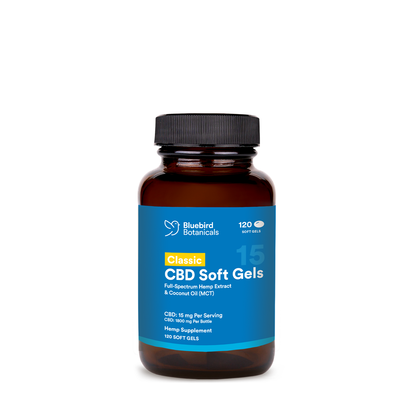 Classic CBD Oil Soft Gels Concentrated CBD Capsules Bluebird Botanicals 120 count - $89.95  