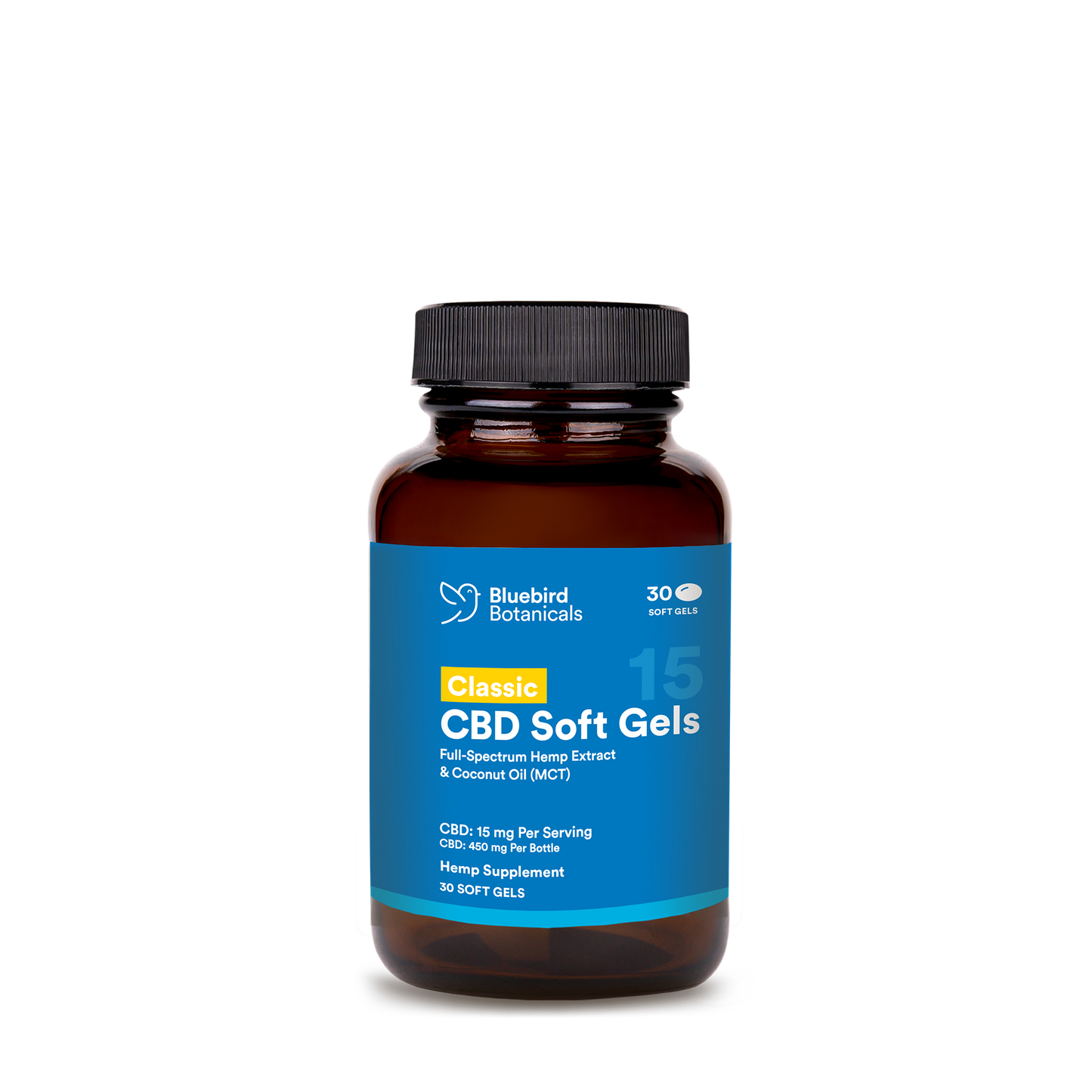 Classic CBD Oil Soft Gels Concentrated CBD Capsules Bluebird Botanicals 30 count - $29.95  