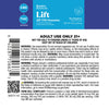Back label of Bluebird Botanicals Lift Δ9 THC Gummies packaging with warning and product details.; Flavor: Blue Raspberry;