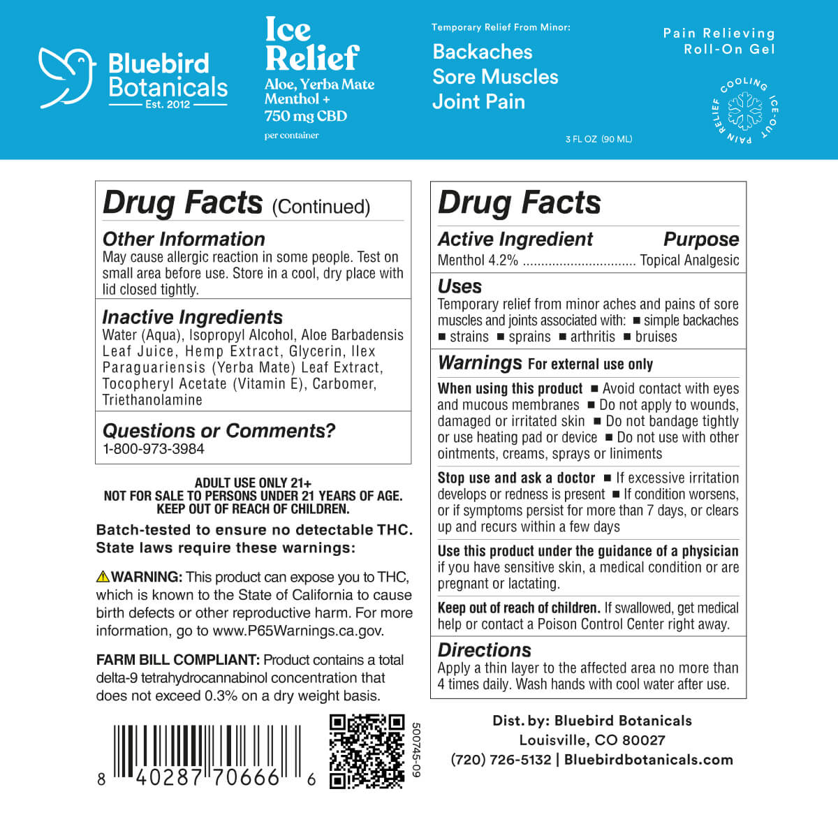 Ice Relief Roll-On – Broad Spectrum CBD Cooling Topical