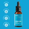 CBD oil bottle with dropper on a blue background, featuring Bluebird Botanicals branding.