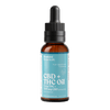 CBD + THC oil bottle with dropper on a black background