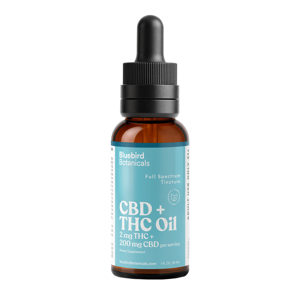 CBD + THC oil bottle with dropper on a black background