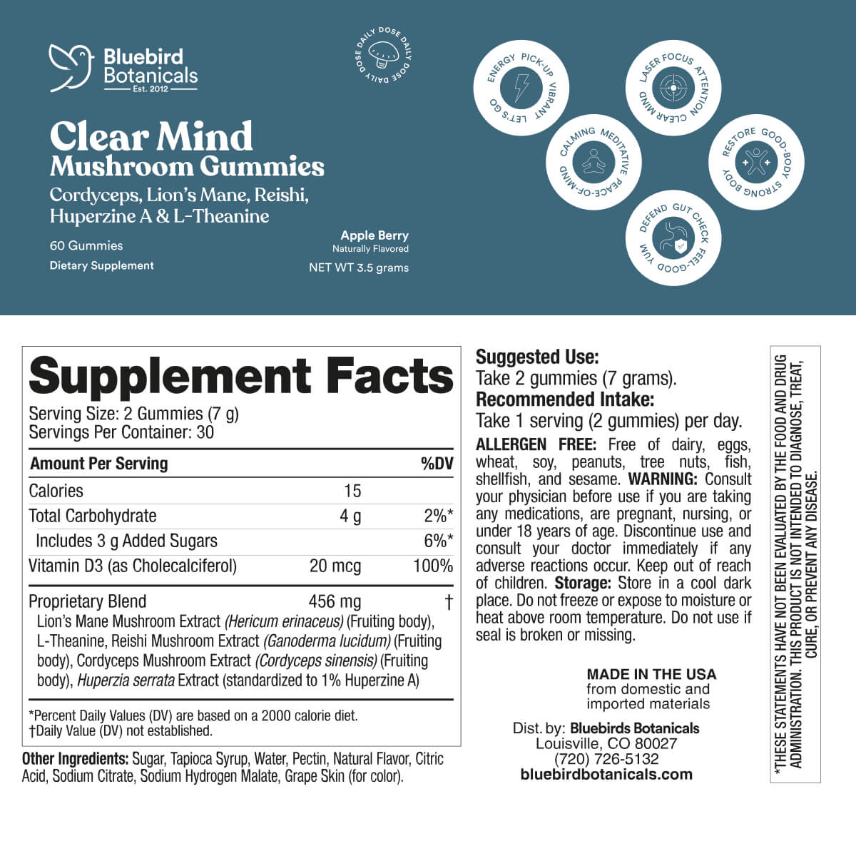 Clear Mind Mushroom Gummy | 60 Count