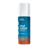 A single bottle of Bluebird Botanicals Dual Action Pain Relieving Roll-On Gel, featuring a white cap and a blue-to-orange gradient label, centered on a plain white background.