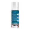 A white cylindrical bottle of Dual Action Roll On shown from the back, featuring a blue label with white text and circular CBD 3000 mg, CBA 500 mg, and THC 50 mg badges.