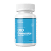 A white plastic bottle of Bluebird Botanicals Broad Spectrum CBD Gummies, 50 mg CBD per serving, with a bright blue label and a white ribbed cap, shown on a solid white background.; Strength: 50 mg;