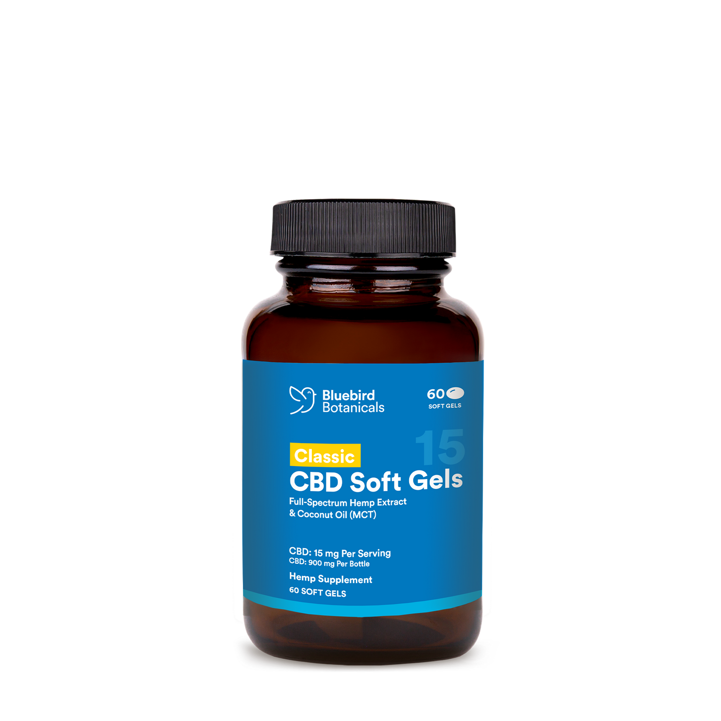 Classic CBD Oil Soft Gels Concentrated CBD Capsules Bluebird Botanicals 60 count - $49.95  