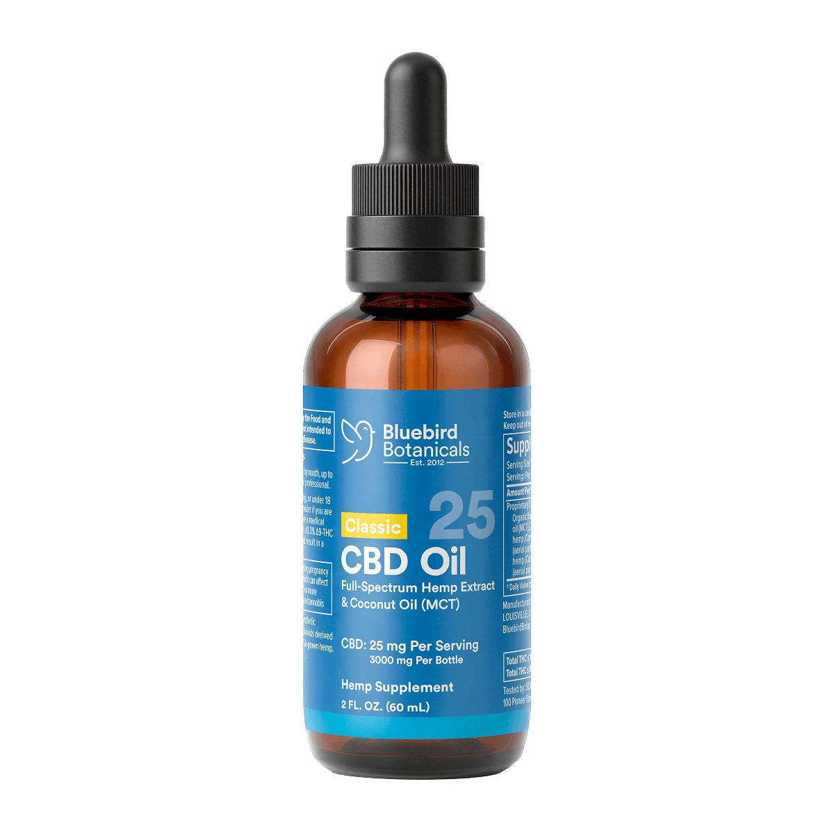 Classic CBD Oil - Extra Strength (25mg/Serving) 2 oz. Bluebird Botanicals