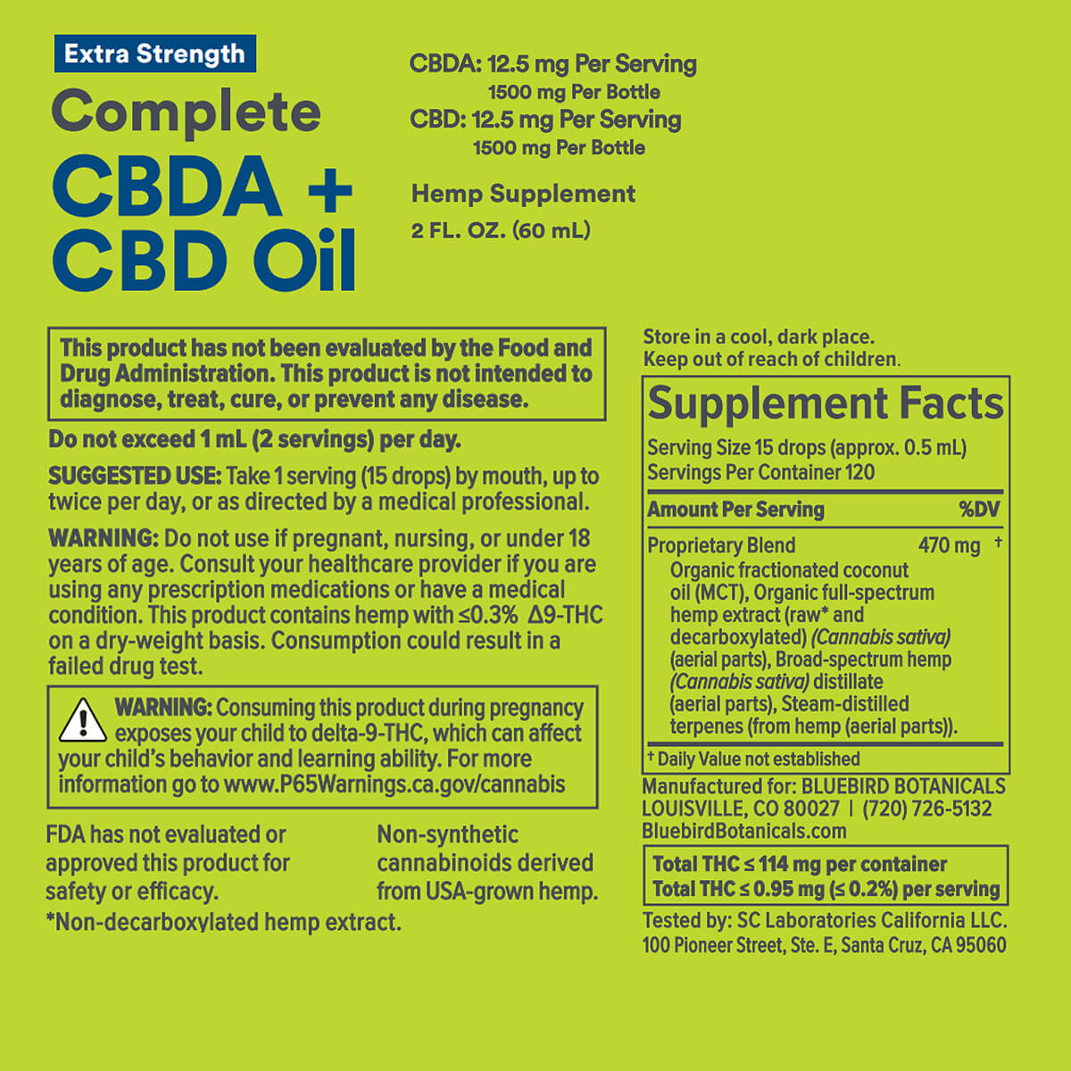 Complete CBDA + CBD Oil (25 mg) - Extra Strength – Bluebird Botanicals