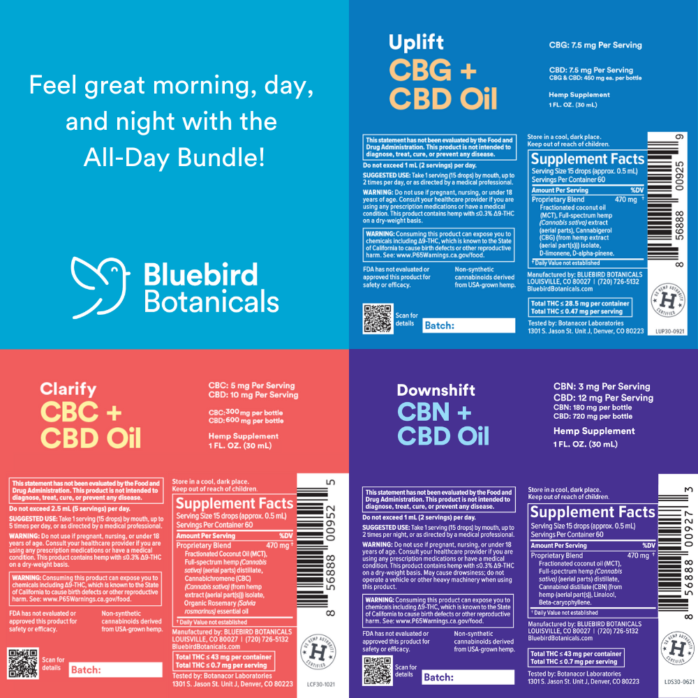 All Day Bundle - Uplift + Clarify + Downshift  Bluebird Botanicals   