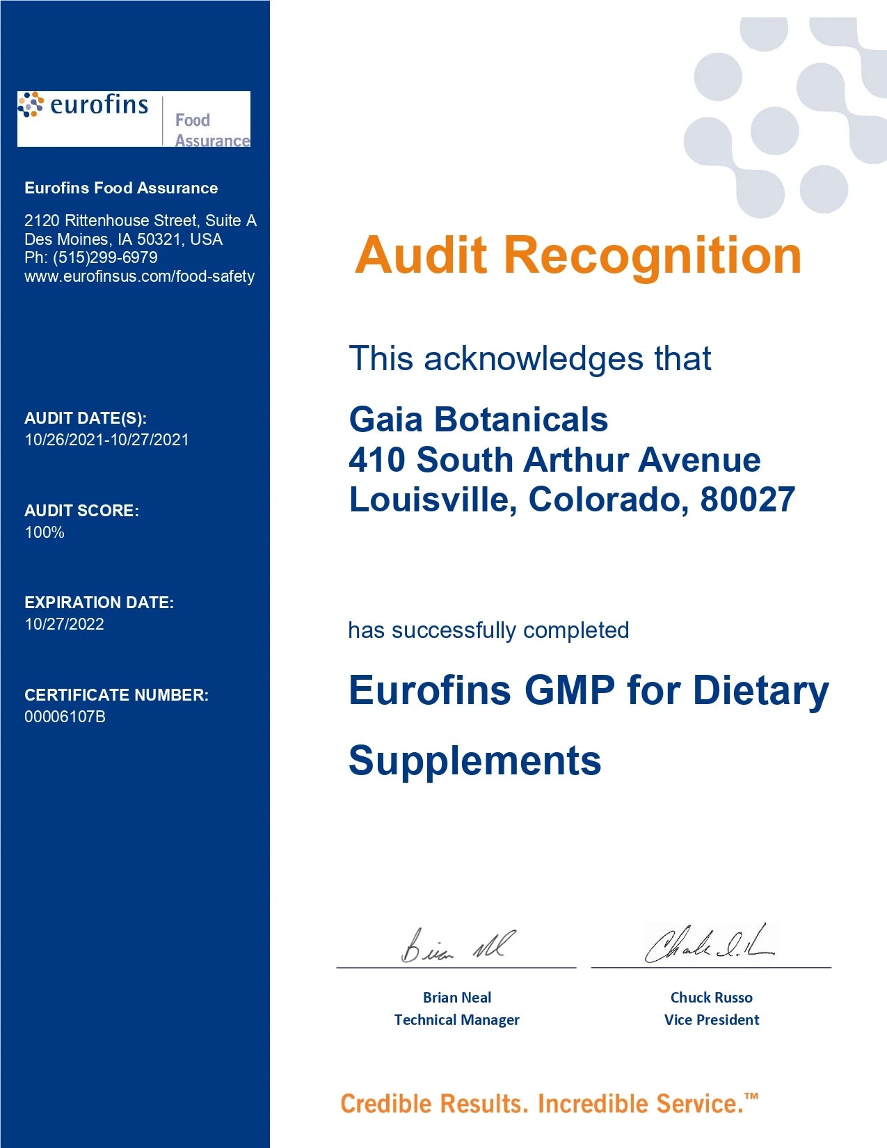 GMP Audit Recognition image