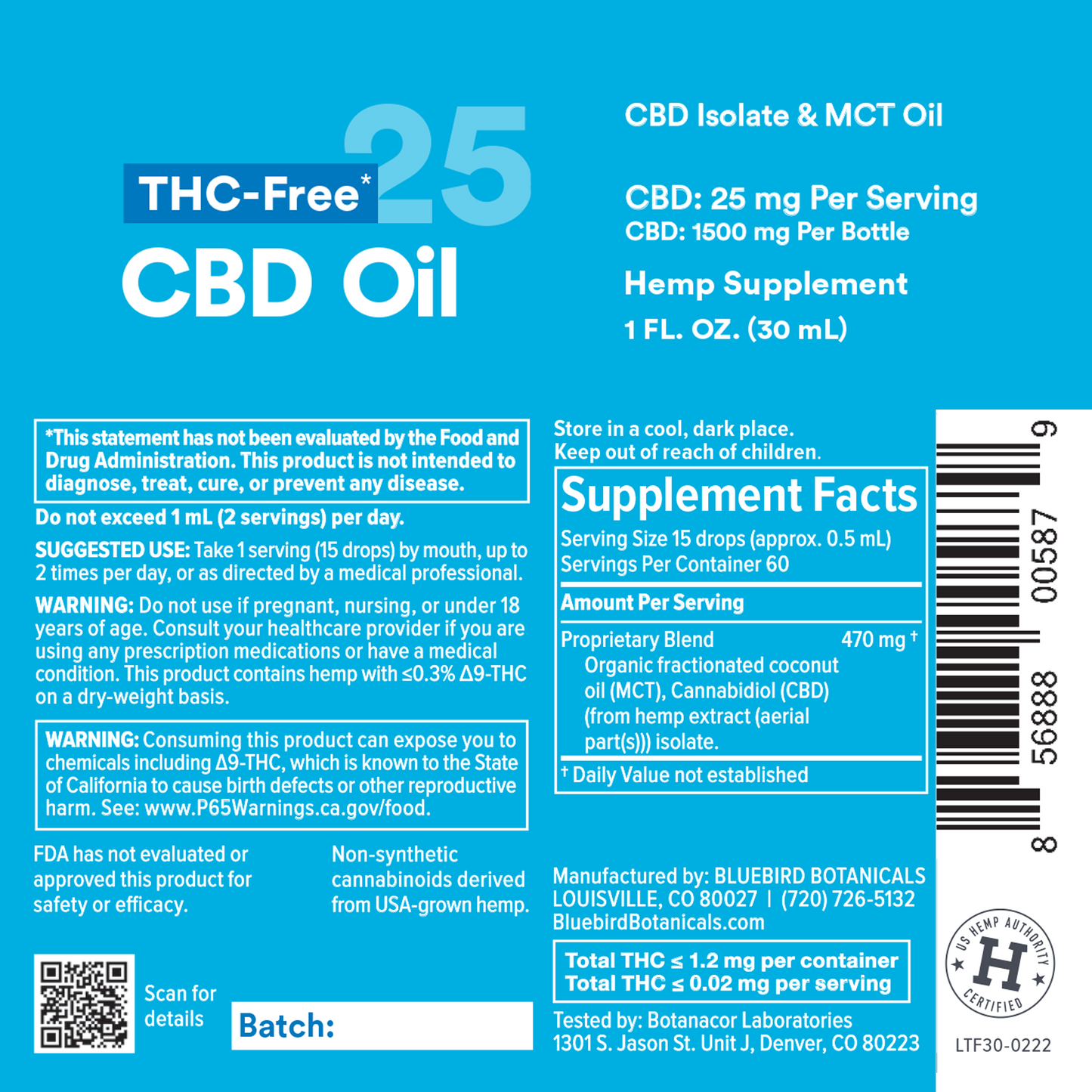 THC Free* CBD Oil  Bluebird Botanicals   