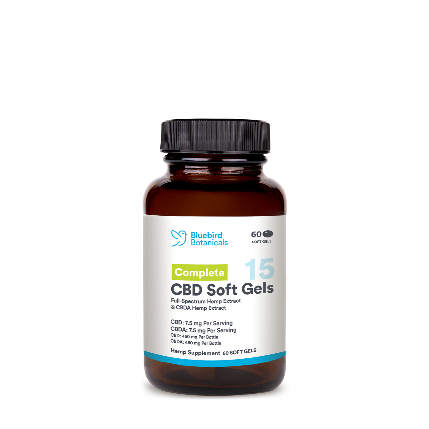 Complete CBDA + CBD Oil Soft Gels  Bluebird Botanicals 60ct - $59.95  