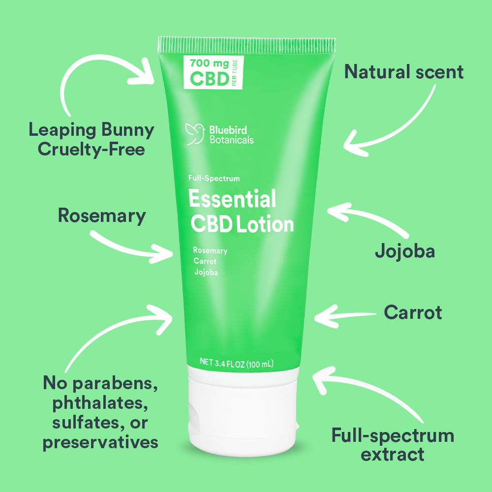 Essential CBD Lotion Topicals Bluebird Botanicals   