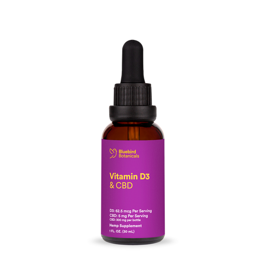 Immune Support† Vitamin D3 & CBD Oil Hemp Extract Oil Bluebird Botanicals 1oz - $29.95  